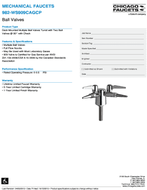 Mechanical Faucet Specification Form