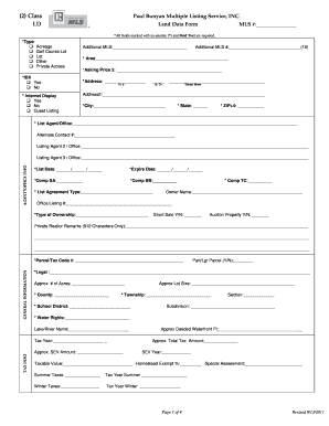 Paul Bunyan Land Data Form