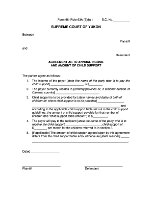 Agreement as to Annual Income and Child Support