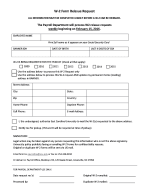 W-2 Form Reissue Request