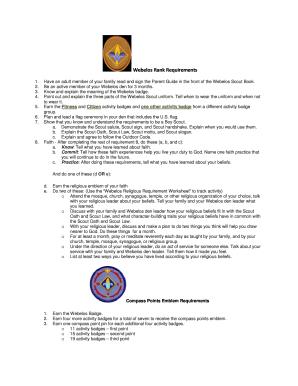 Webelos Rank Requirements