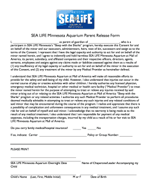 SEA LIFE Minnesota Parent Release Form