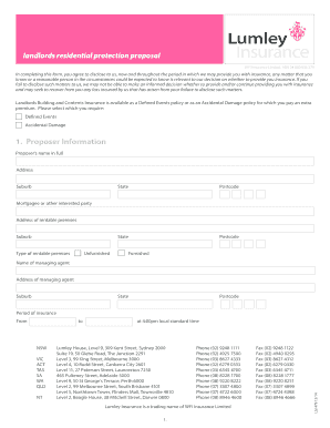 Landlord Building and Contents Insurance Proposal