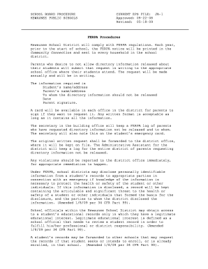 FERPA Non-Release of Directory Information Form
