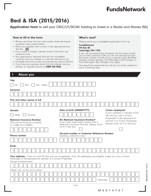 UK Stocks and Shares ISA Application Form