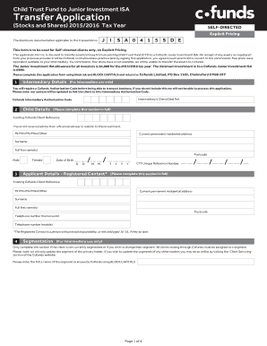 Child Trust Fund to Junior ISA Transfer Application
