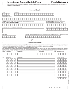 Investment Funds Switch Form