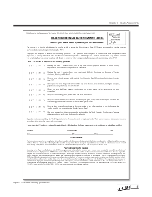 USDA Health Screening Questionnaire for Work Capacity Test