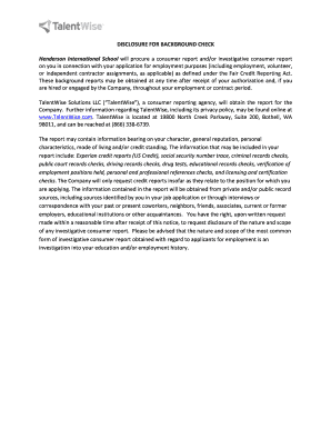 Background Check Disclosure and Authorization Form