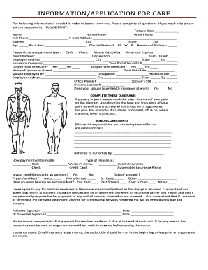 Patient Information and Application Form