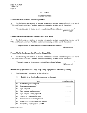 Safety Certificate for Passenger Ships