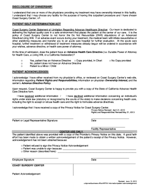 Patient Acknowledgement Form