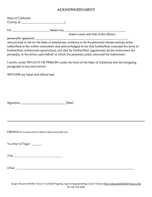 California Notary Acknowledgment Form