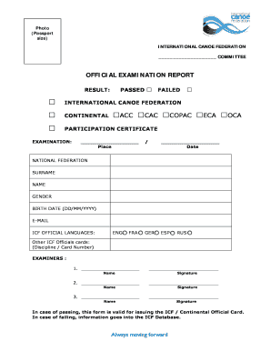 ICF Official Examination Report