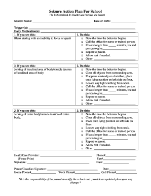 Seizure Action Plan For School - Lynchburg-Clay High School - lynchclay k12 oh