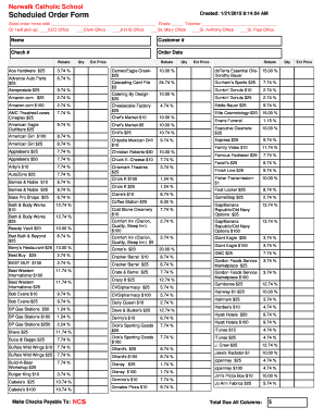 Scheduled Order Form