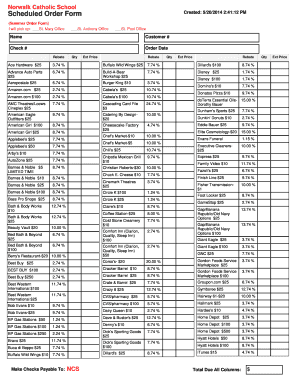 Scheduled Order Form