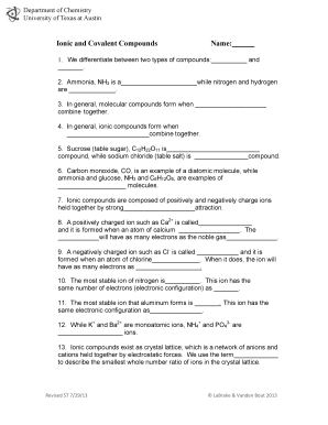 Ionic and Covalent Compounds Worksheet