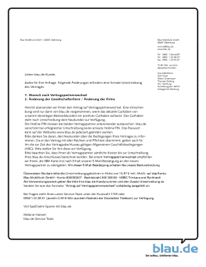 Antrag auf Vertragspartnerwechsel