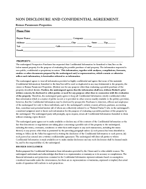 Non-Disclosure and Confidential Agreement