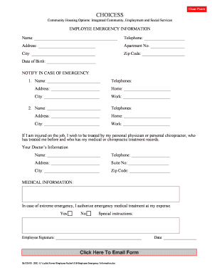 Employee Emergency Information Form