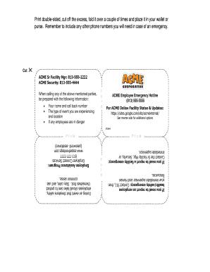 ACME Emergency Contact Card