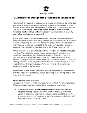 Essential Employee Notification Form