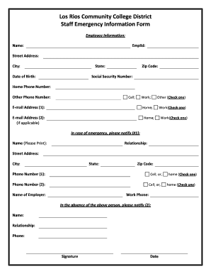 Staff Emergency Information Form