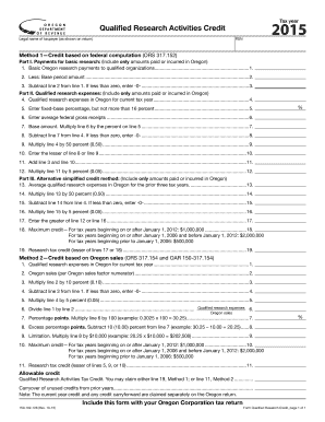 Oregon Qualified Research Activities Credit Form 2015