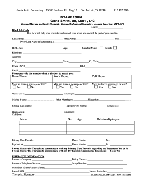 Mental Health Intake Form