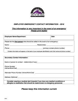 Employee Emergency Contact Information Form