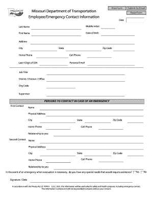 Missouri Employee Emergency Contact Form