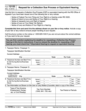 IRS Form 12153 Request for Collection Due Process Hearing