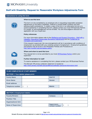 Request for Reasonable Workplace Adjustments Form