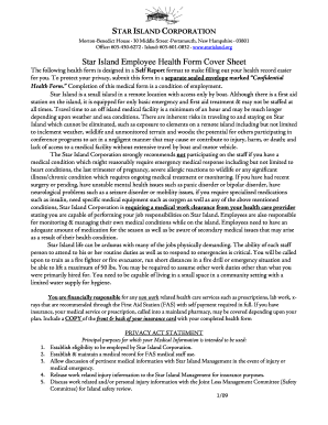 Complaint letter sample - Employee Health Form - Star Island