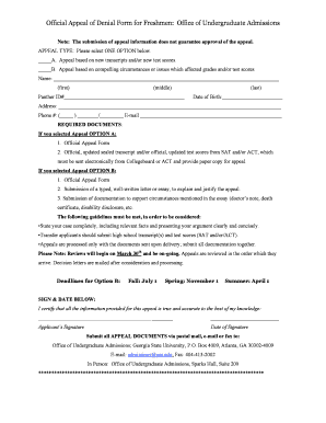 Freshman Admission Appeal Form