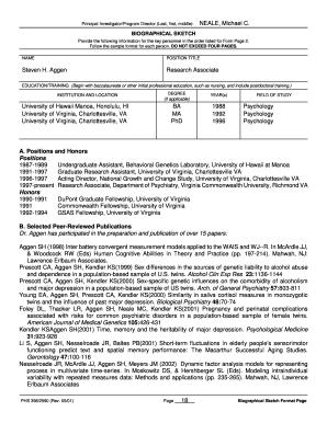 NIH Biographical Sketch Form