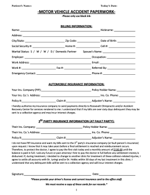 Motor Vehicle Accident Paperwork