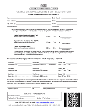 Flexible Spending Account Election Form