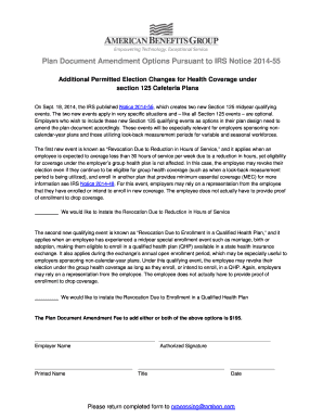 IRS Notice 2014-55 Plan Document Amendment