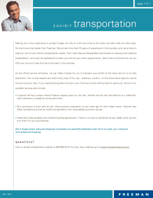 Freeman Exhibit Transportation Order Form