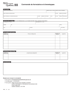 Commande de formulaires et d'enveloppes