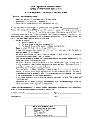 Iowa Security Token Receipt Acknowledgement