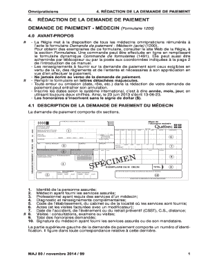 Demande de paiement - Médecin (Formulaire 1200)
