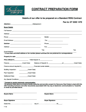 Contract Preparation Form