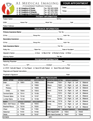 MRI Appointment Form
