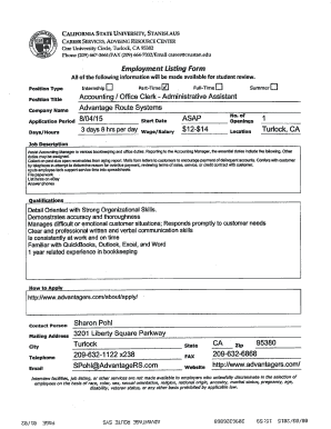 California State University Employment Listing Form