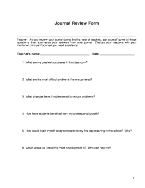 Teacher Journal Review Form