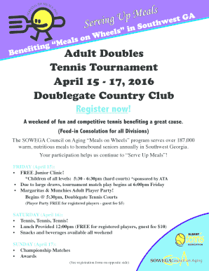 Benefiting Meals on Wheels Adult Doubles Tennis Tournament - sowegacoa