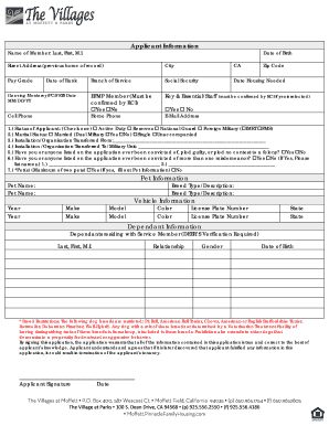 Military Housing Application Form